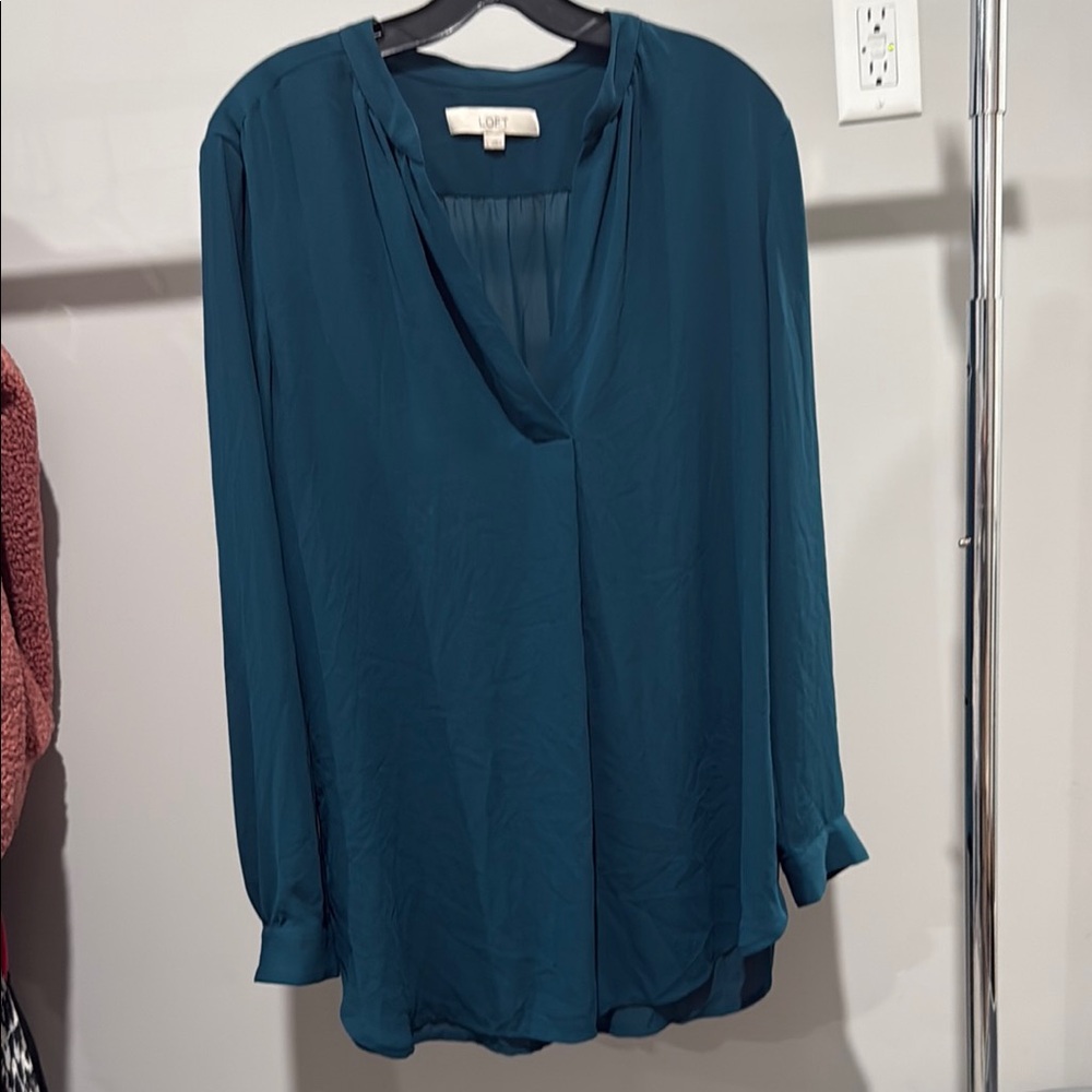 LOFT | Women's Long Sleeve Teal Blouse, L
